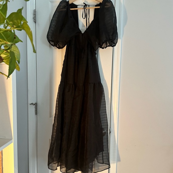 Free People Black Sheer Midi Dress - Picture 9 of 9